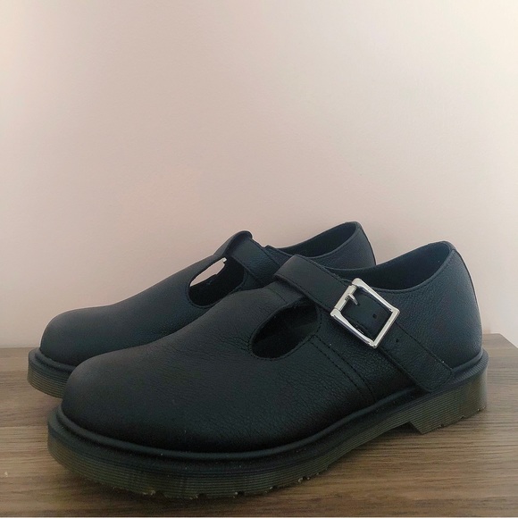 Dr. Martens Black Leather Mary Janes w/ Silver Buckle - Picture 1 of 3